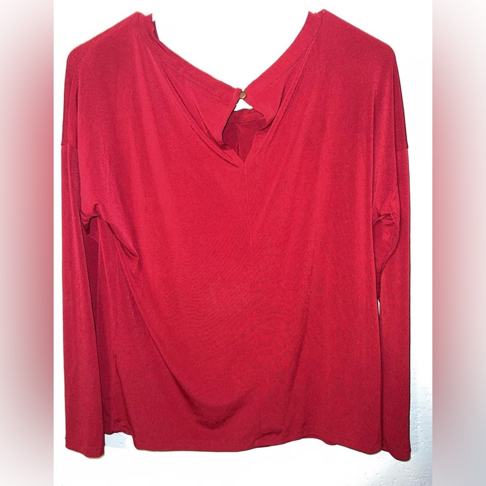 Banana Republic Long Sleeve Red Tie-Back Top - Picture 2 of 4